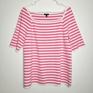 Talbots Pink White Striped Stretch Top XL